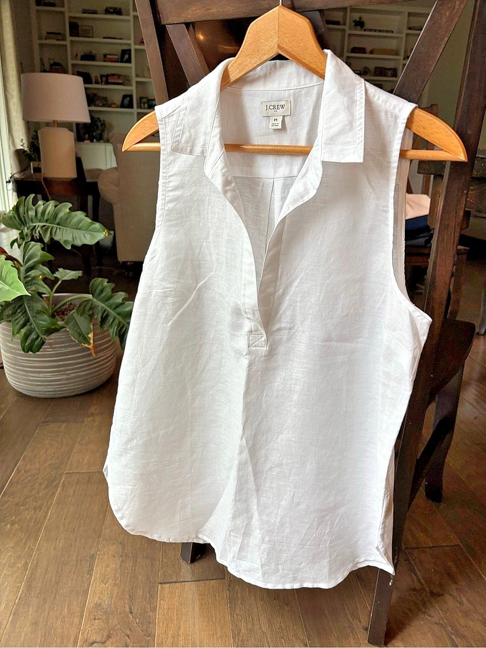 J.Crew Re-imagined by J.Crew Linen-Blend White Tank Top Size Medium Like New